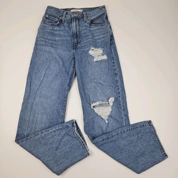 Levi's '94 Baggy Jeans Women's 24 Straight High-Rise Light Wash Distressed Rigid - Picture 1 of 10